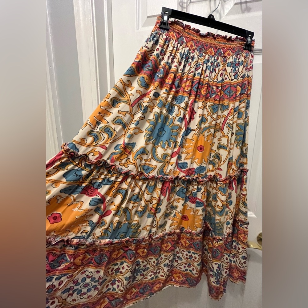 NWT Rachel Zoe Floral Multi color Ruffle Crop Top and Midi Tiered Skirt SET - Picture 10 of 14